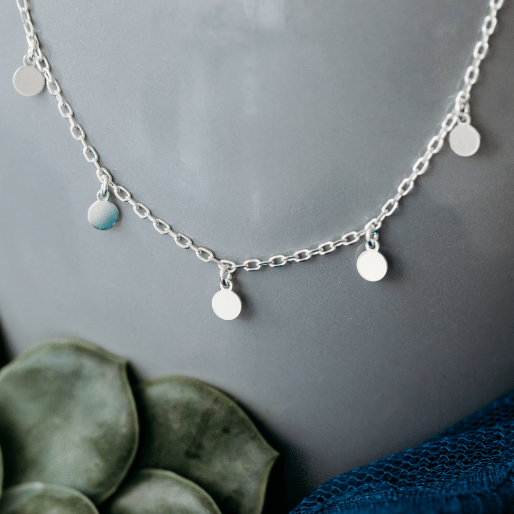 Sterling Silver 5 Disk on Chain with Extensions