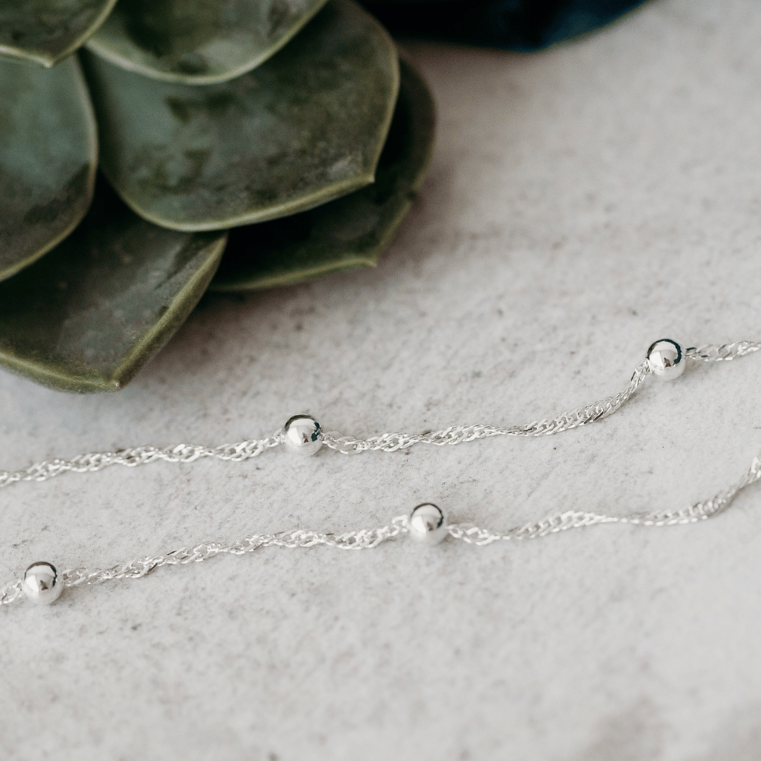 Sterling Silver Twisted Chain with 4mm Ball Necklace