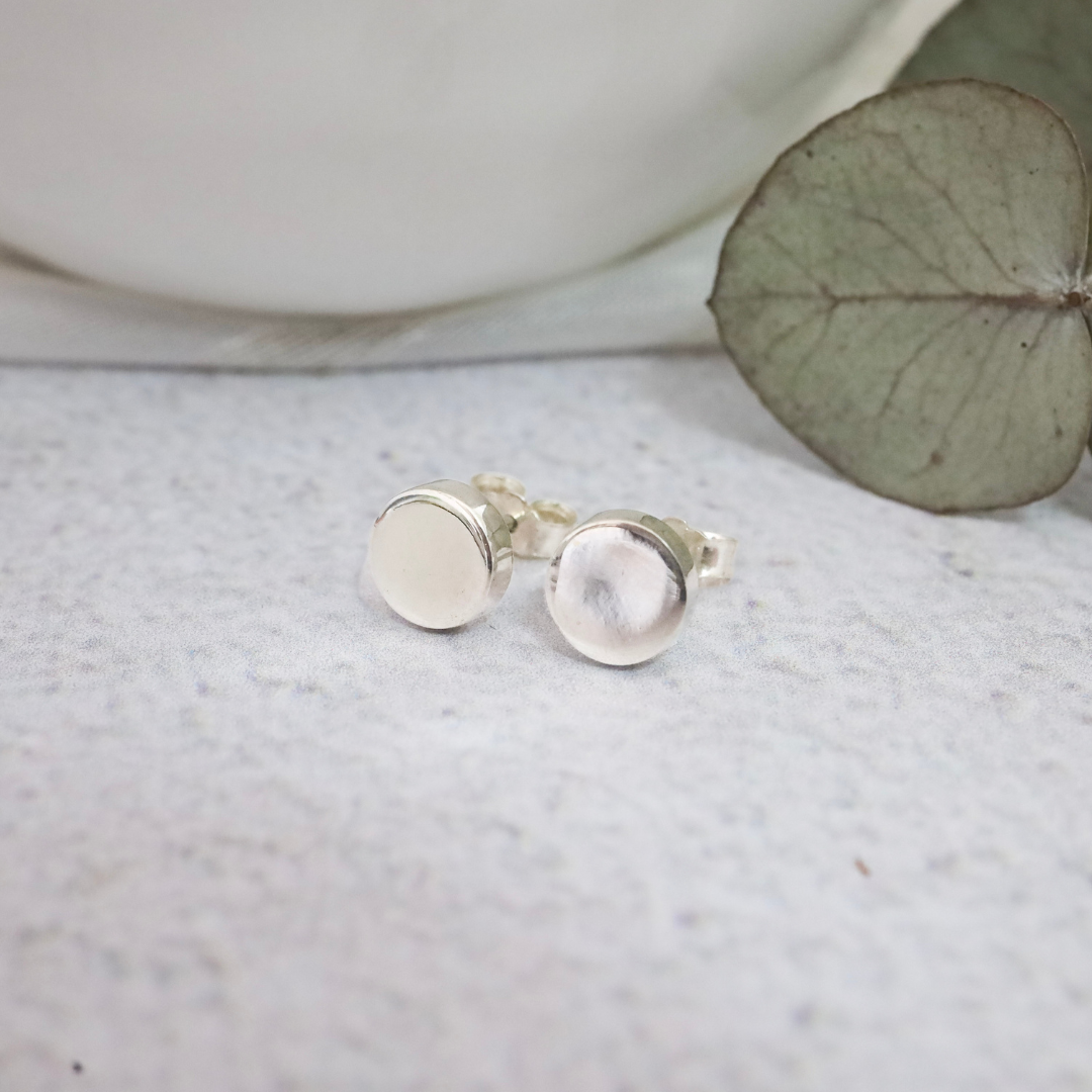 Sterling Silver Disk Stud Earrings - Sleek and modern disk design expertly crafted from premium quality sterling silver, adding a touch of timeless elegance to any outfit