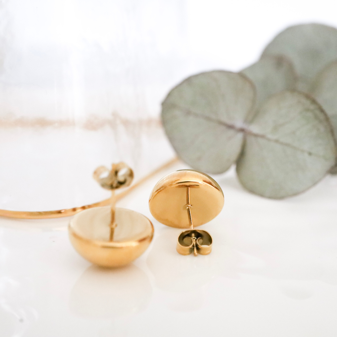 18ct Gold-Plated 14mm Dome Earrings