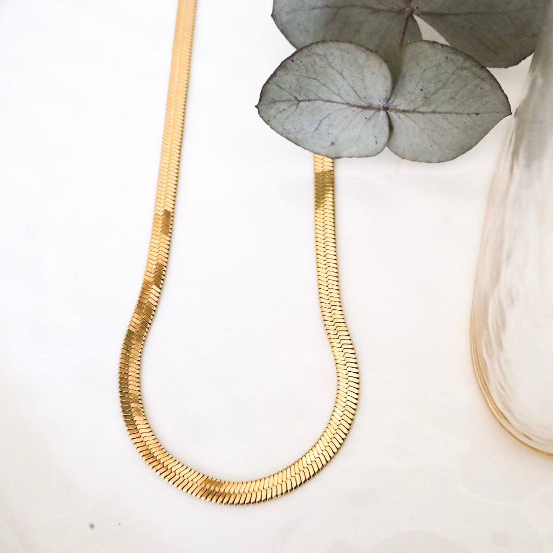18ct Gold-Plated 4mm Herringbone Chain