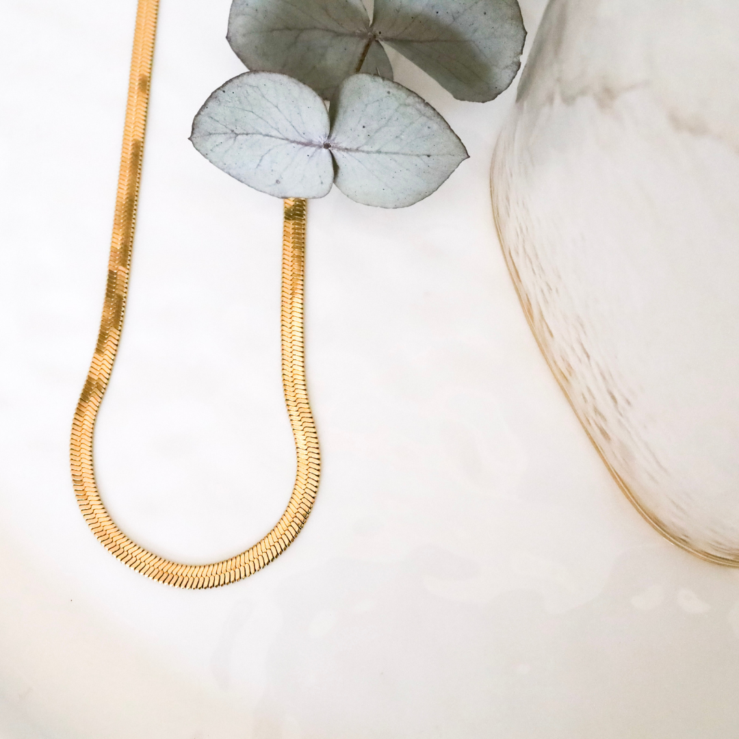 18ct Gold-Plated 4mm Herringbone Chain