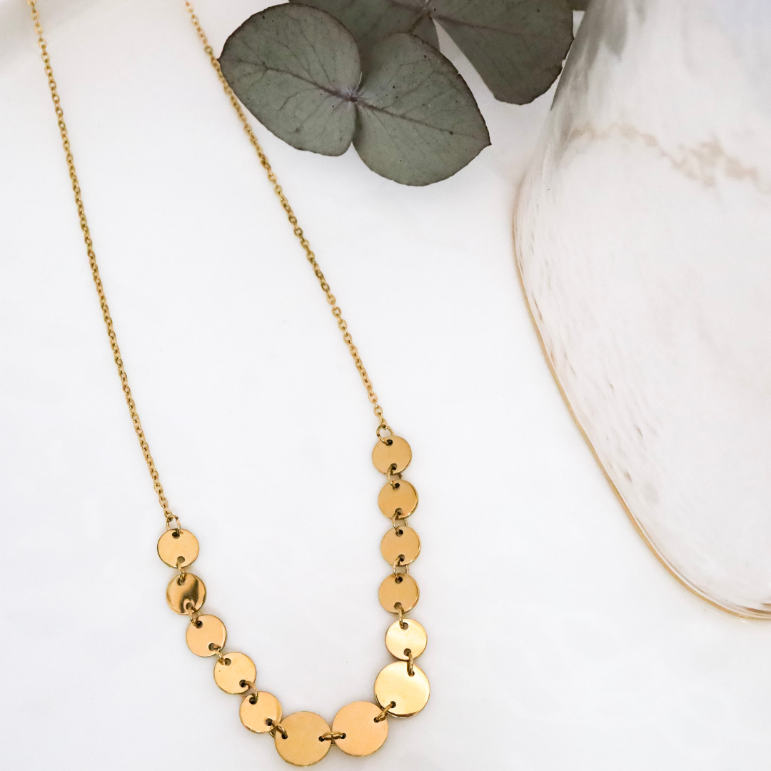 18ct Gold-Plated Interlocking Disc Chain