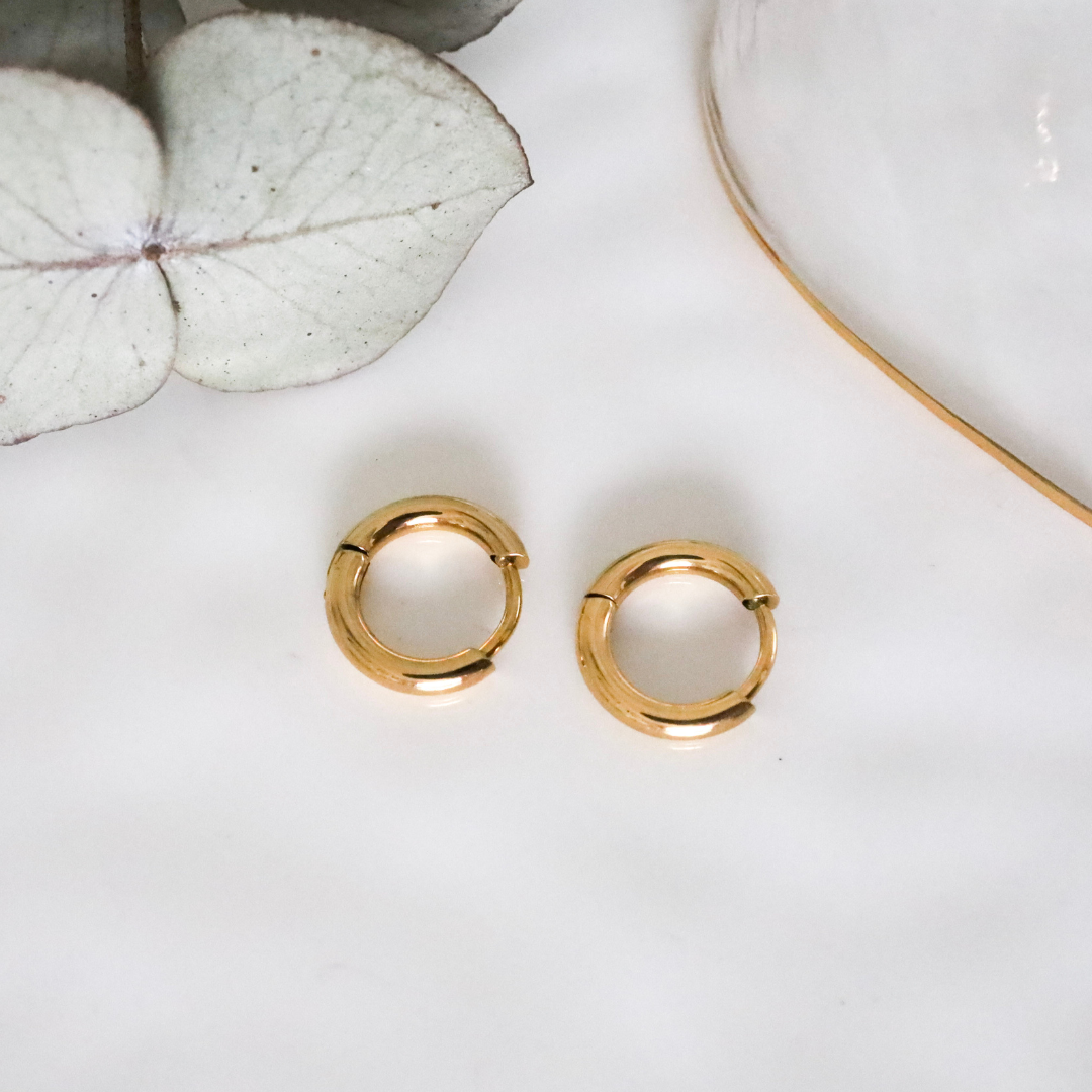 18ct Gold-Plated Small Hoop Earrings with Hinge