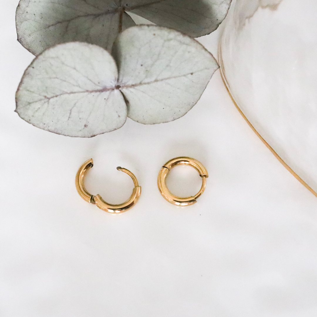 18ct Gold-Plated Small Hoop Earrings with Hinge