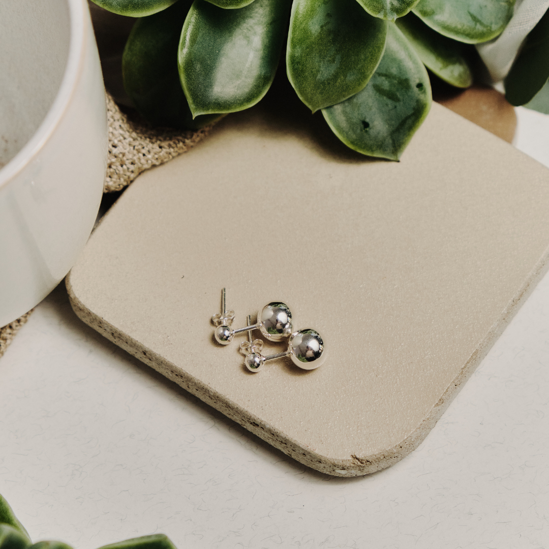 925 Sterling Silver 10mm Ball and Bar Stud Earrings
