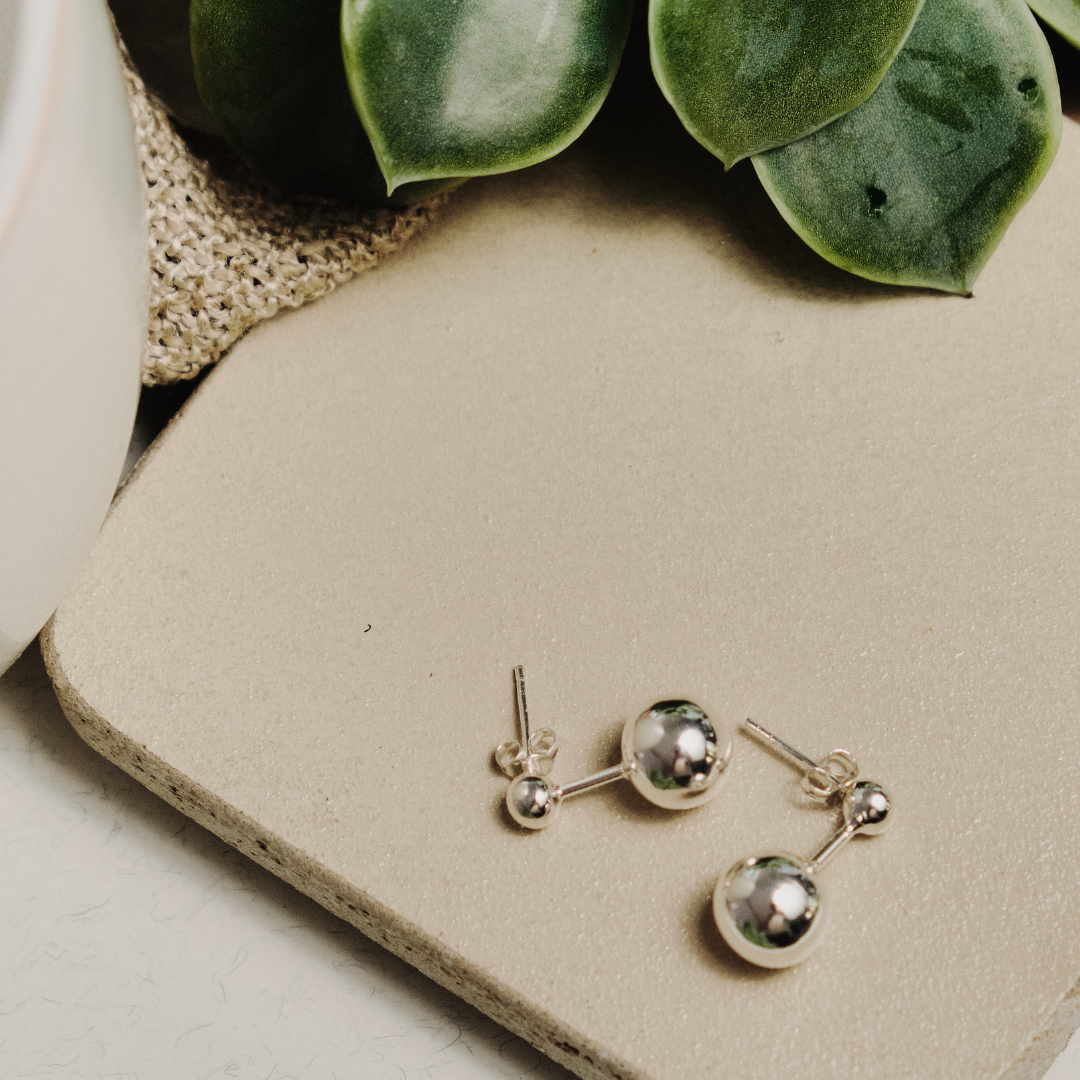 925 Sterling Silver 10mm Ball and Bar Stud Earrings