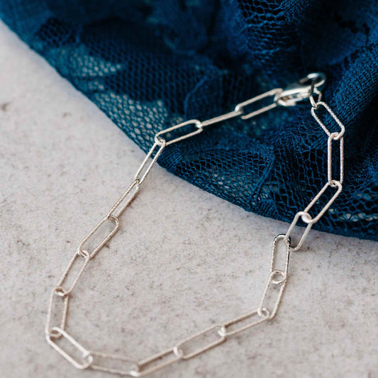 Sterling Silver 19cm Diamond Cut Paperclip Bracelet