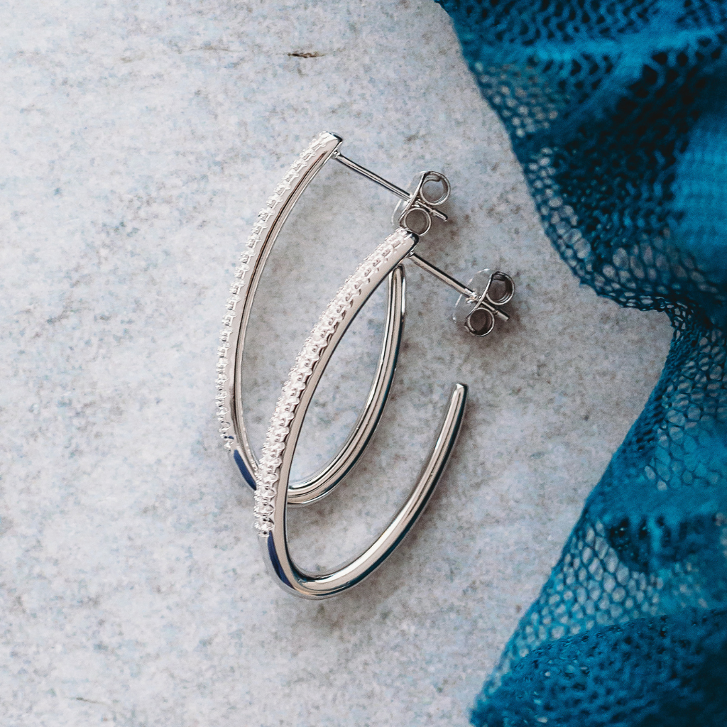 Sterling Silver 30mm Hoop Earrings with Shining Detail