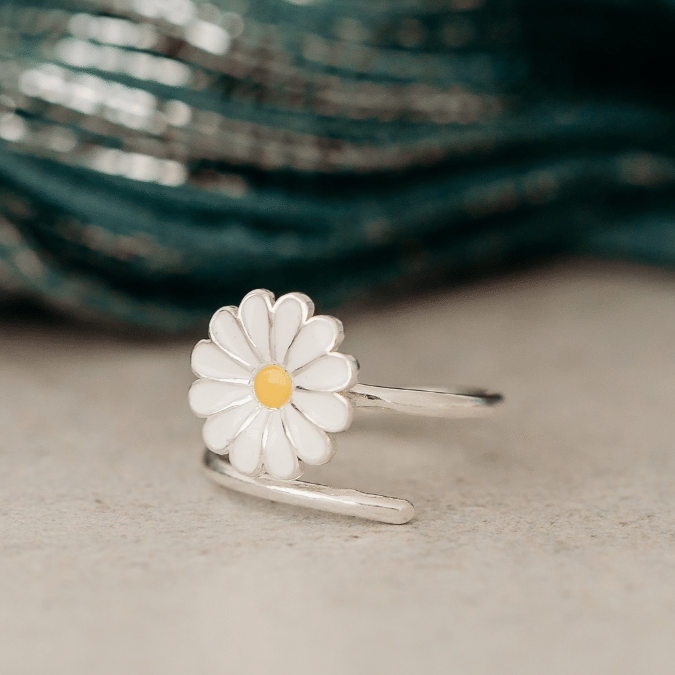Sterling Silver Adjustable Daisy Ring