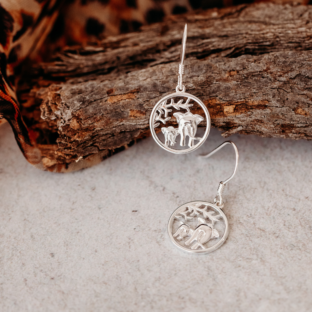 Sterling Silver Big and Small Elephant Earrings
