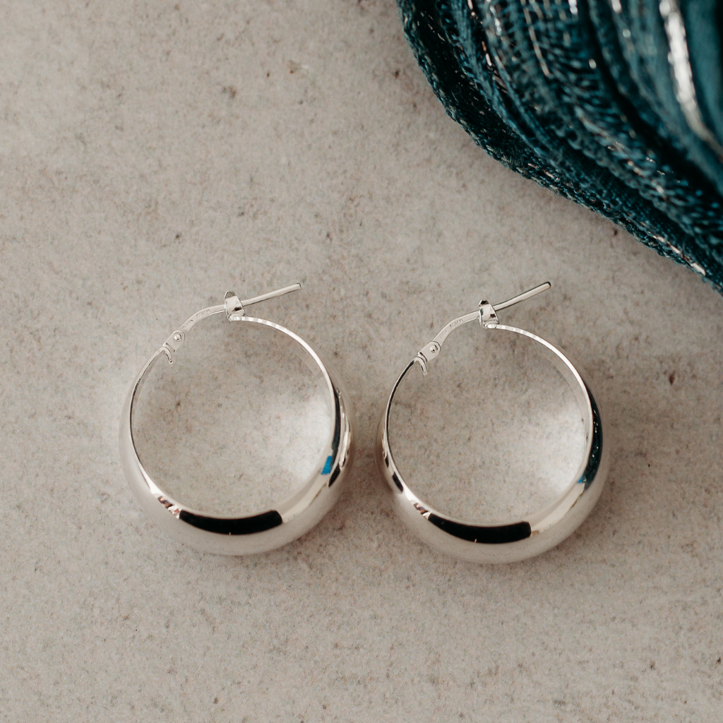 Sterling Silver Bold Thin to Thick Hoop Earrings