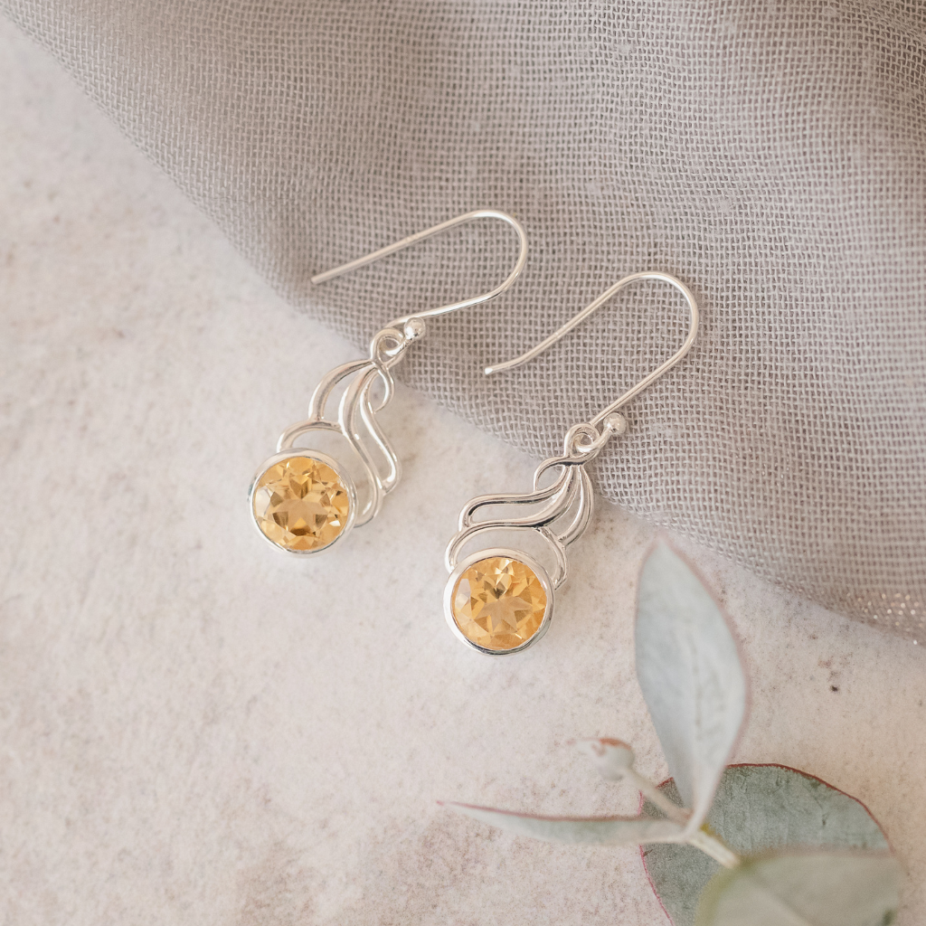 Sterling Silver Cetrine Earring with Hook