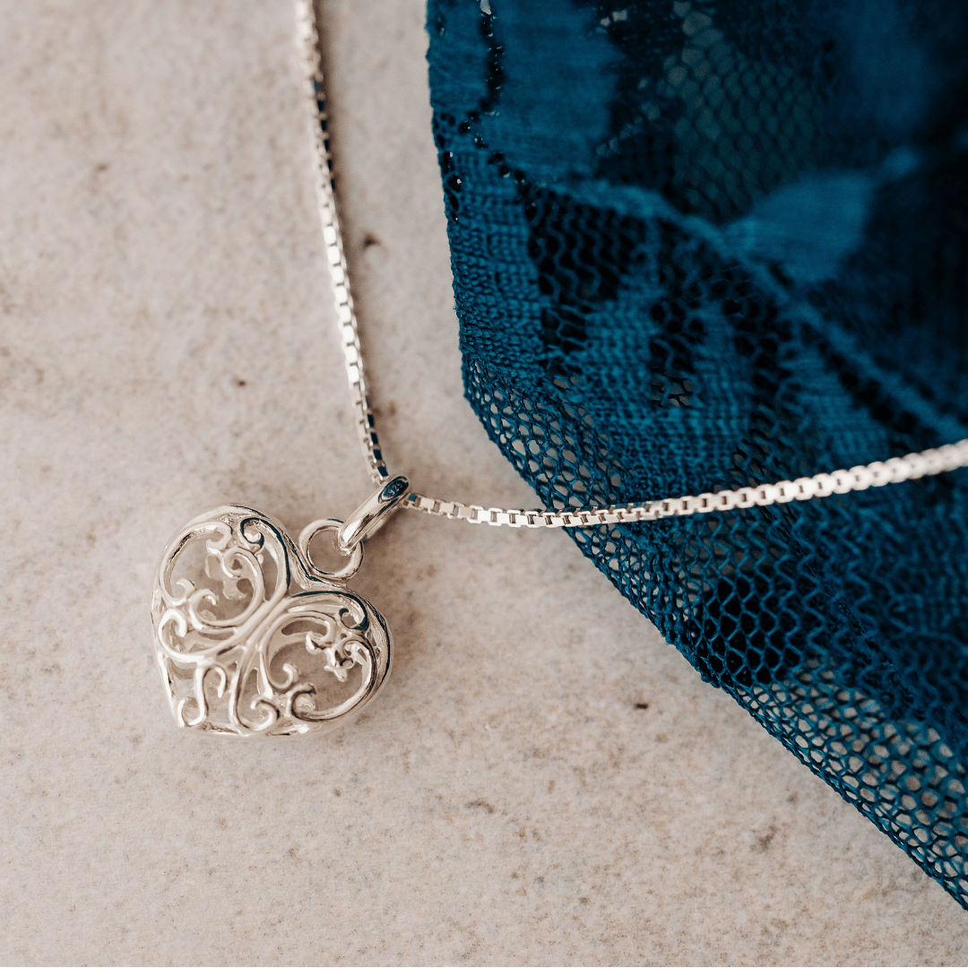 Sterling Silver Decorative Silver Heart Pendant