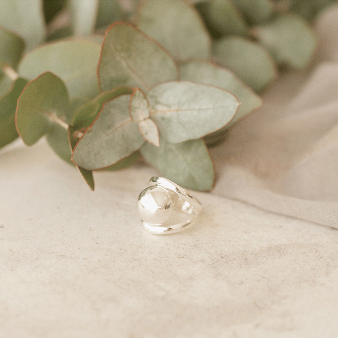 Sterling Silver Dome Double Band Ring