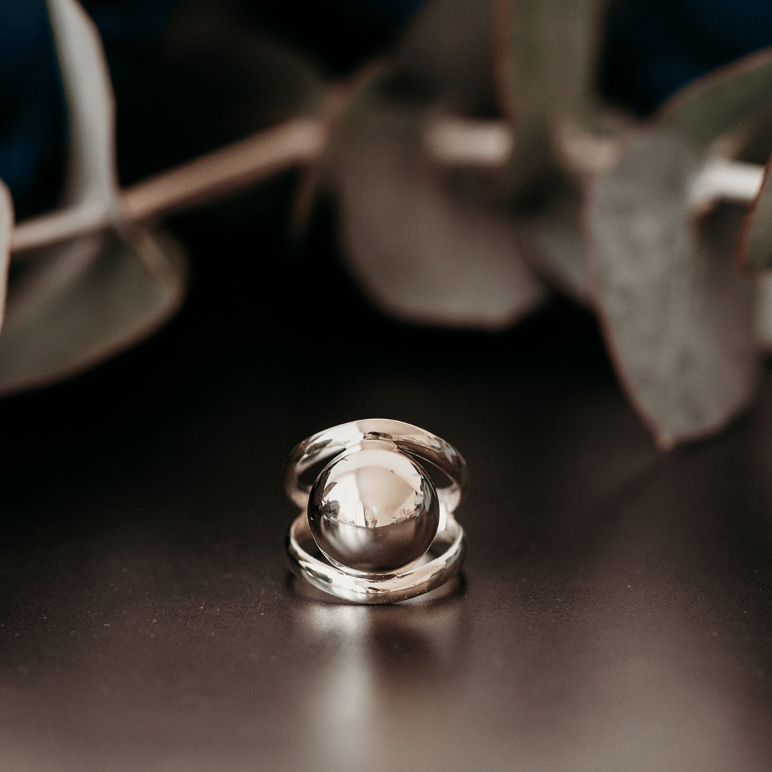 Sterling Silver Dome Double Band Ring