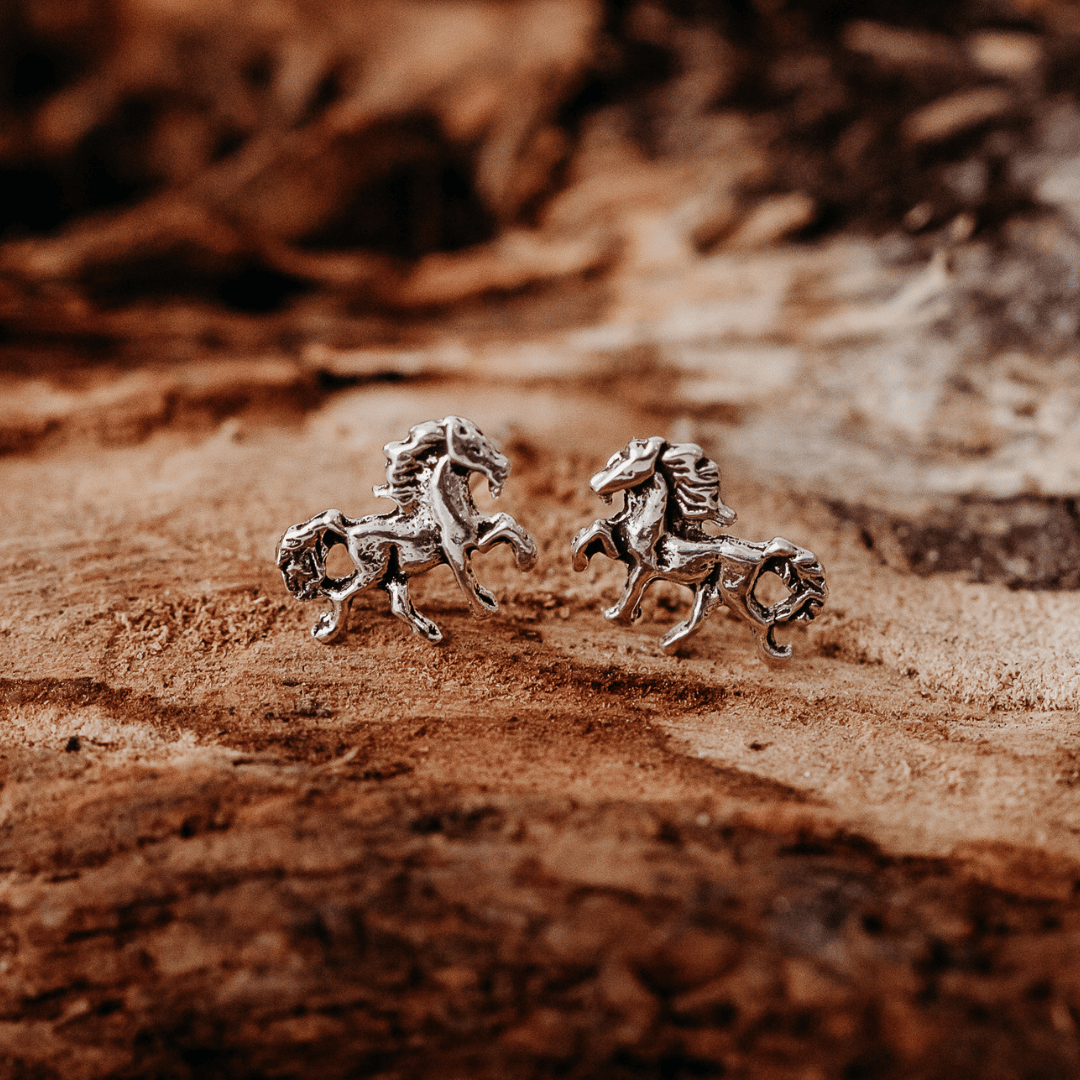 Sterling Silver Galloping Horses Earrings