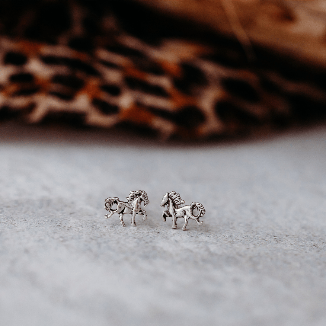 Sterling Silver Galloping Horses Earrings