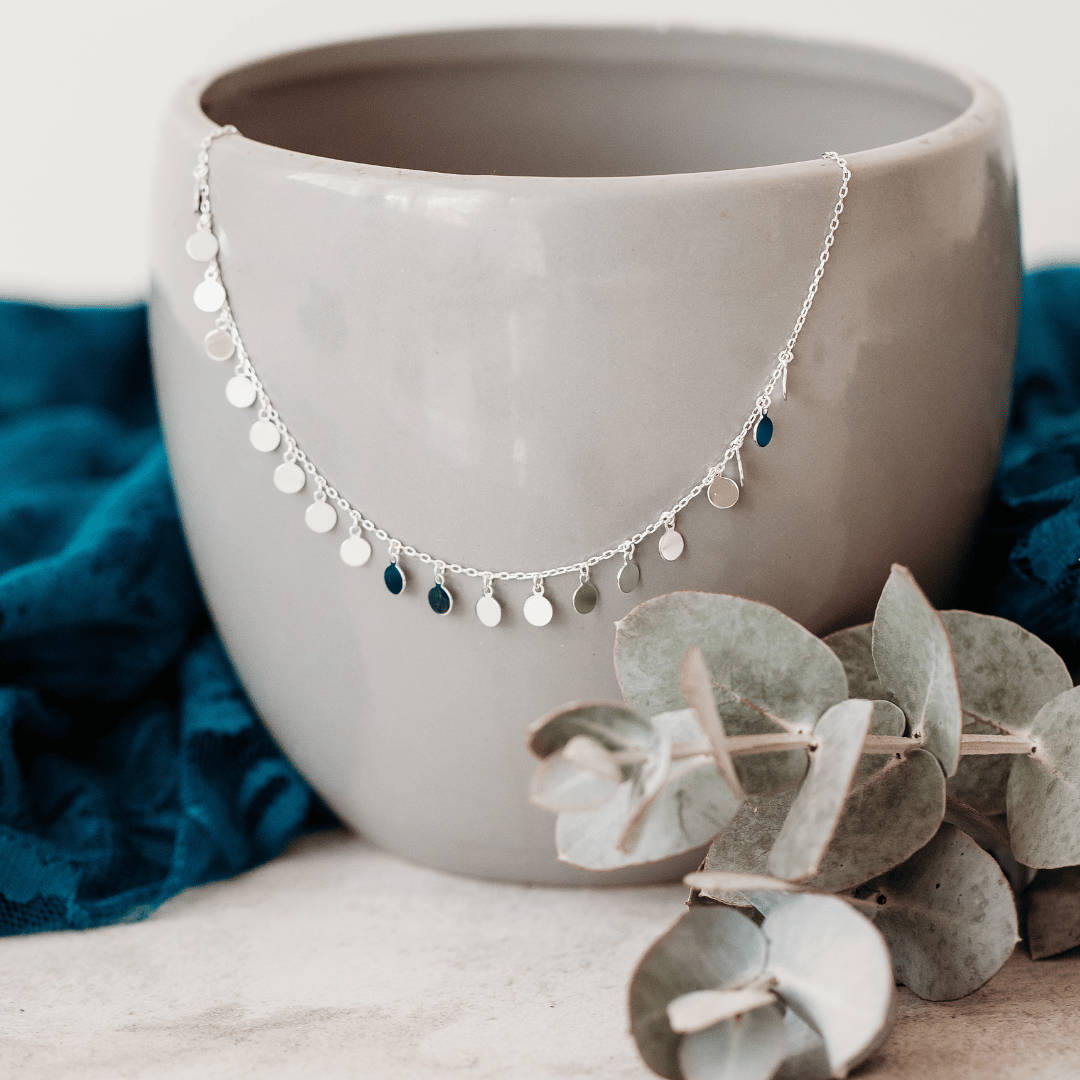 Sterling Silver Lots of Disk on Chain with Extension 