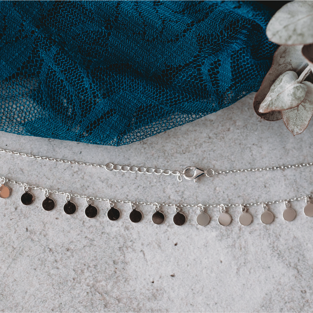 Sterling Silver Lots of Disk on Chain with Extension 