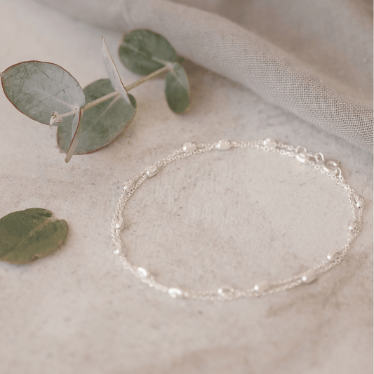 Sterling Silver Oval Ball with Detail on Chain
