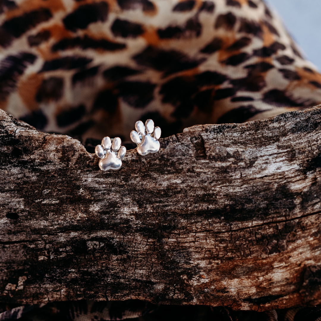 Sterling Silver Paws Stud Earrings