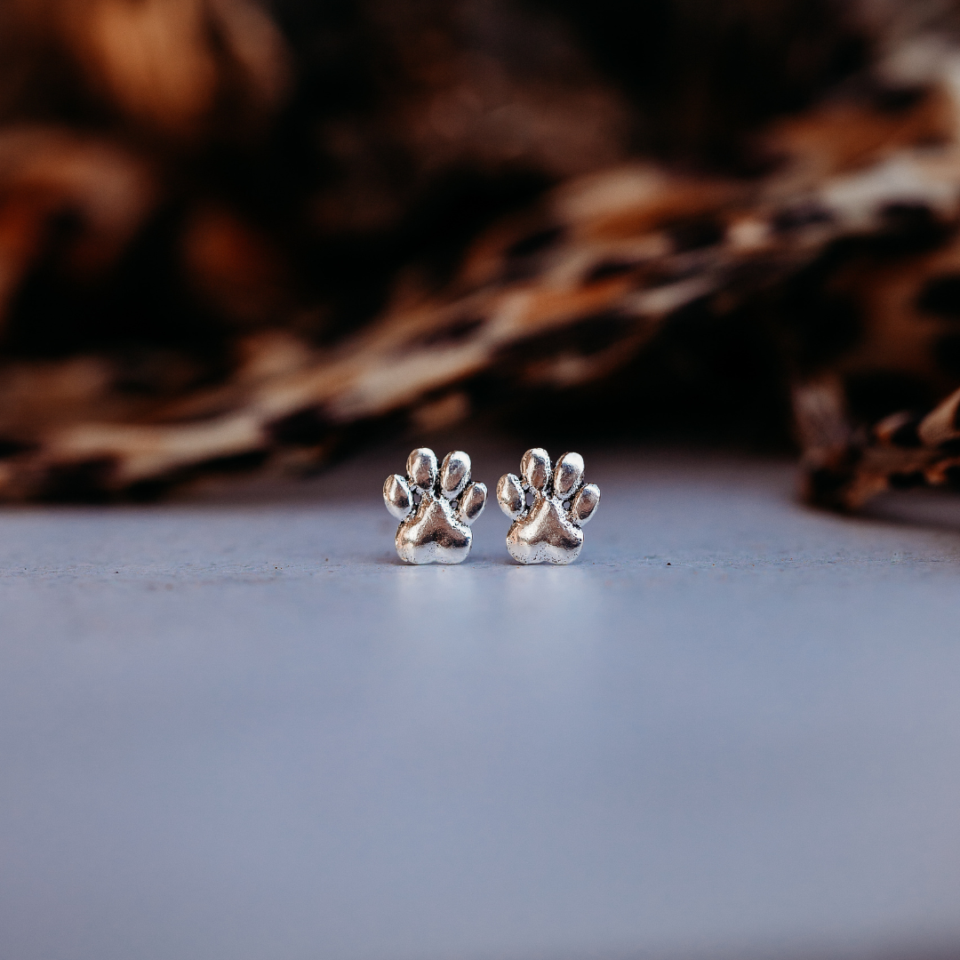 Sterling Silver Paws Stud Earrings