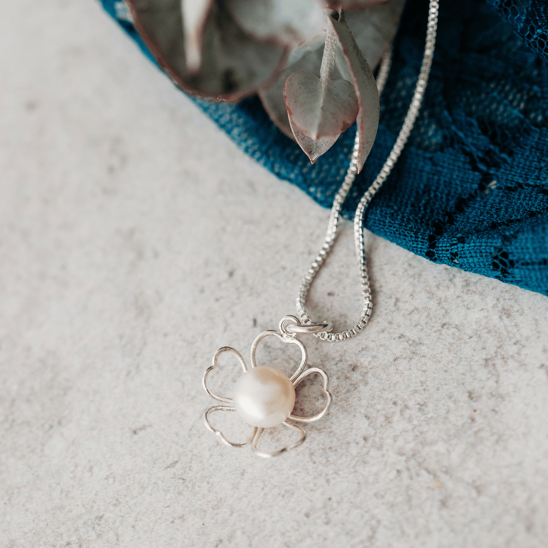 Sterling Silver Pearl Flower Pendant