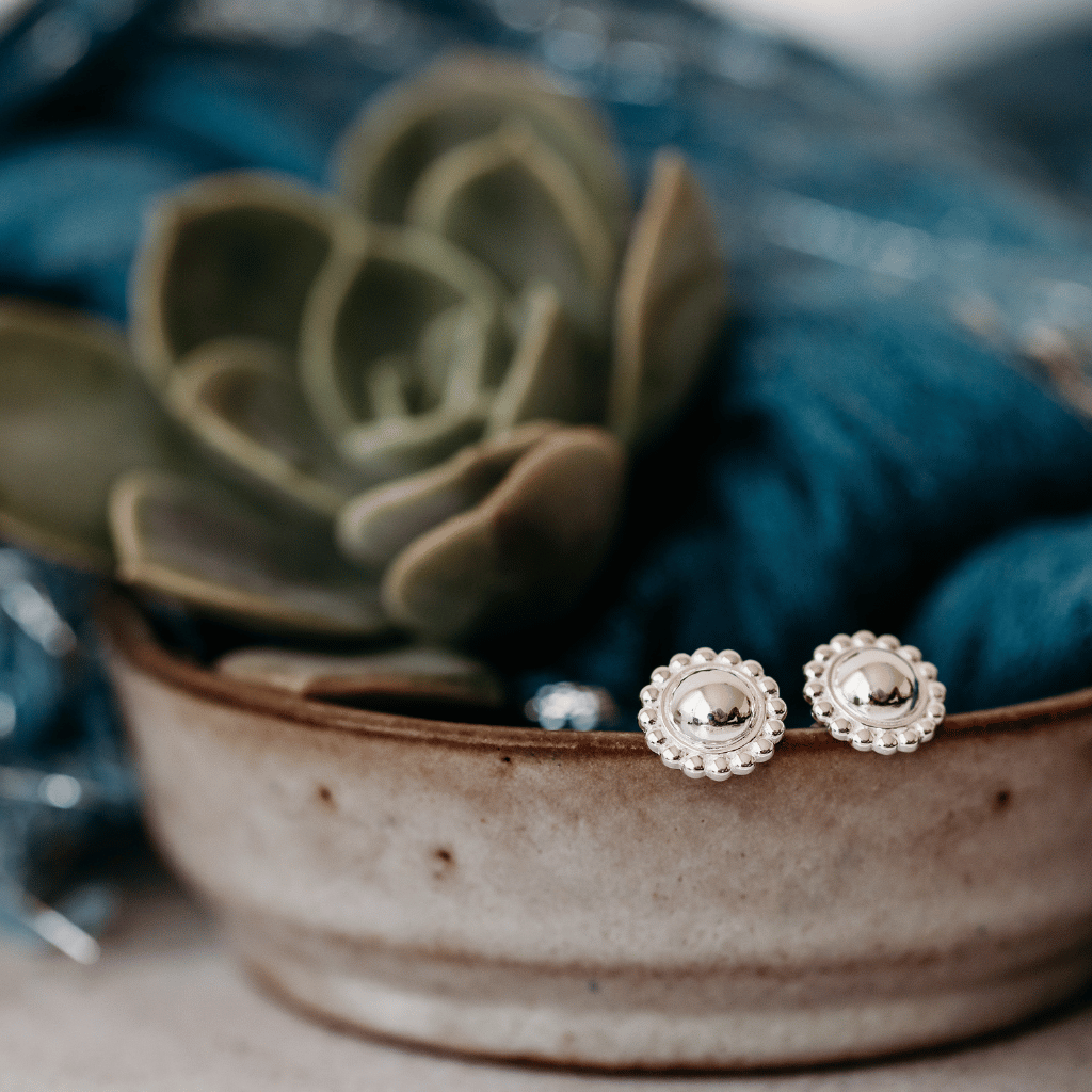 Sterling Silver Stud Earrings with Ball Detail