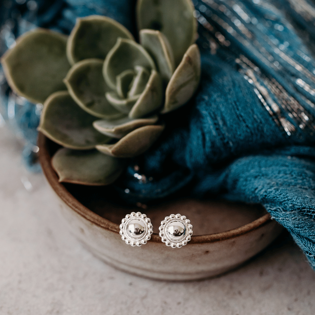 Sterling Silver Stud Earrings with Ball Detail