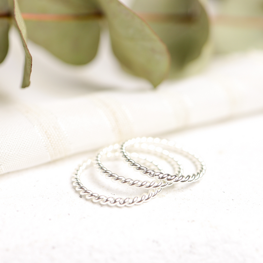 Sterling Silver Twisted 1mm Stag Ring