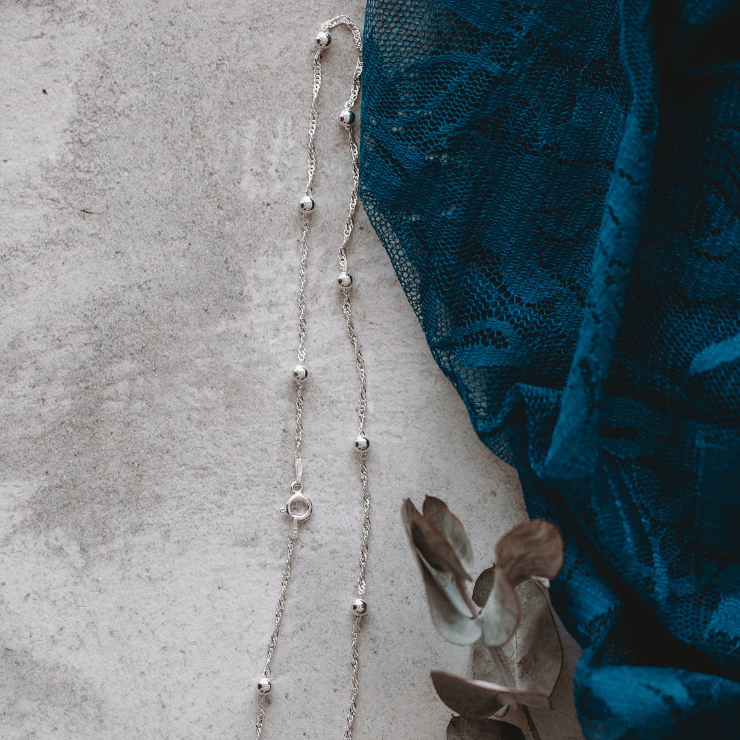 Sterling Silver Twisted Chain with 4mm Ball Necklace