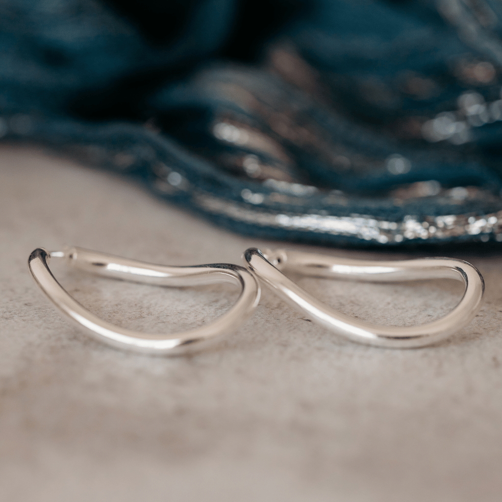 Sterling Silver Twisted Hoop Earrings 36mm x 25mm