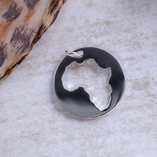 Sterling Silver Africa Cut Out in Circle