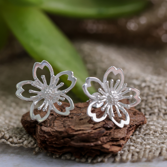 Sterling Silver Delicate Flower Studs